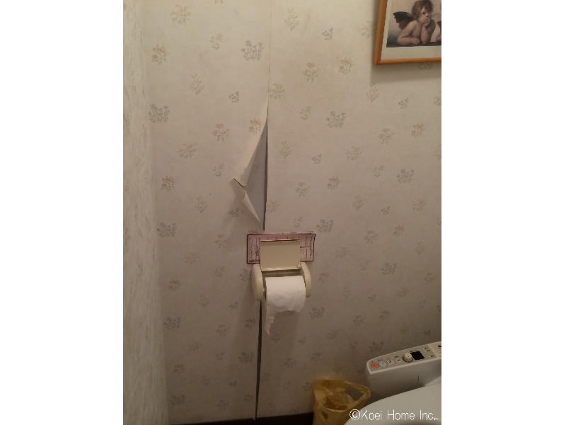 西側の外壁に面したトイレの背面は、結露も多くクロスが浮いてしまったり寒々しい空間でした。